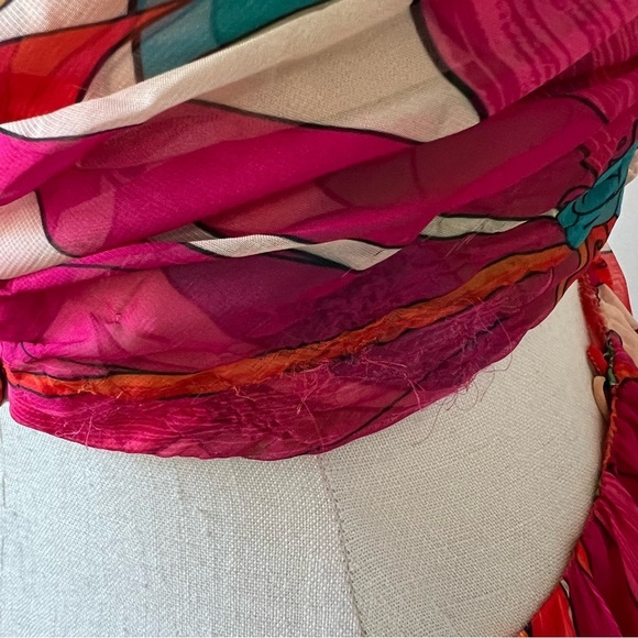 Ronny Kobo Floral Patterned Halter maxi Dress gown Pink Green 26129 - Picture 15 of 16